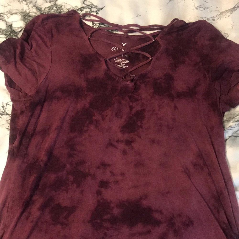 American eagle maroon criss cross top